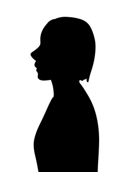 女性の横顔シルエット 女性,横顔,ショートヘア,シンプル,線画,10代,20代,ポーズ,イラスト,商用のイラスト素材