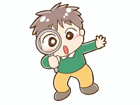 boy using magnifying glass, boy using magnifying glass, увеличительные стекла, открытие, мальчик,