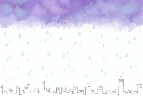 ゆめかわ水彩【都会の雨】 ゆめかわ,水彩,背景,ほわほわ,雲,夢,パステル,淡い,手描き,手書きのイラスト素材