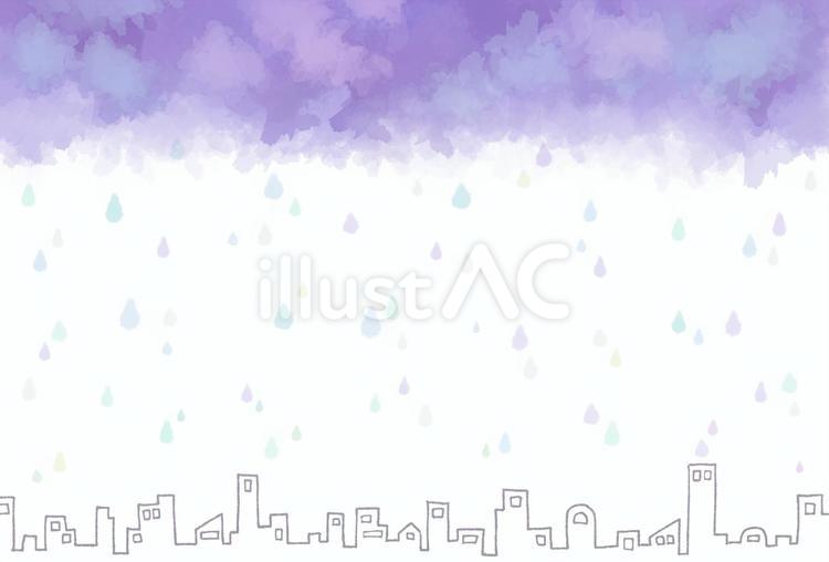 ゆめかわ水彩【都会の雨】 ゆめかわ,水彩,背景のイラスト素材