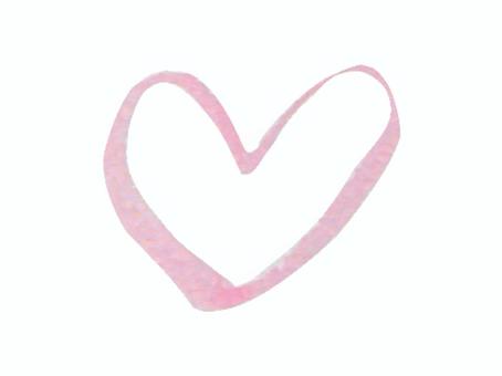 水彩で描かれたピンクハート 中白,中抜き,ハート,ピンク,ハートマーク,こころ,心,水彩,透明水彩,手描きのイラスト素材