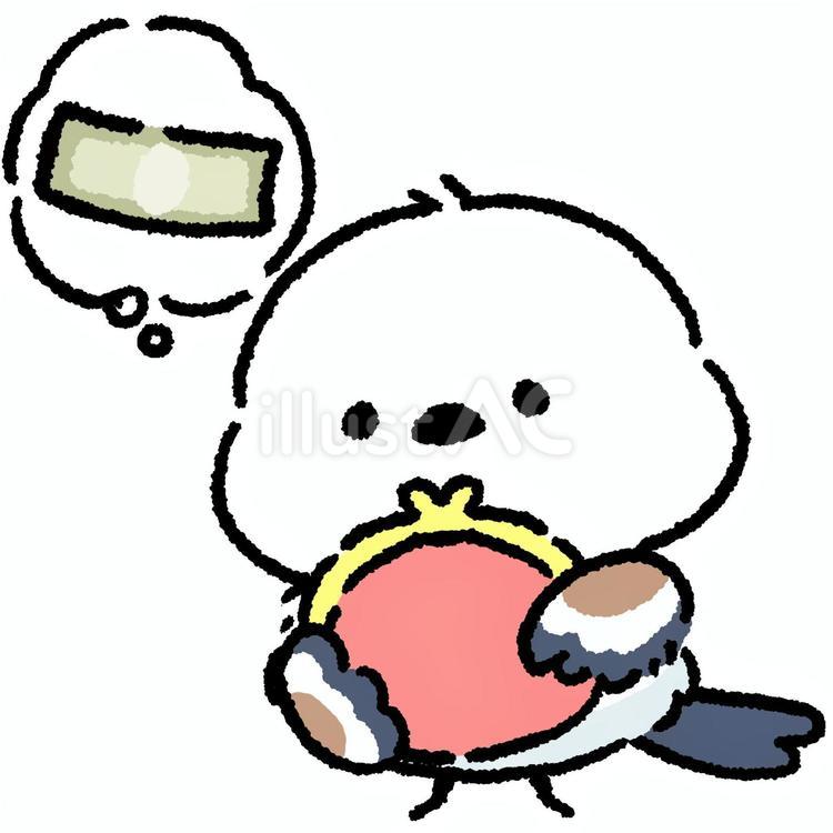 シマエナガさん_節約する_01 シマエナガ,鳥,動物のイラスト素材