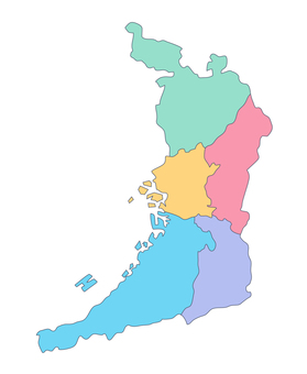 Map of Osaka Prefecture, colored by area, JPG, PNG and AI Map of Osaka Prefecture, colored by area, , JPG, PNG and AI