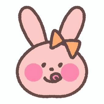 舌を出すリボンをつけたうさぎ うさぎ,舌,ペロ,ぺろり,表情,愛嬌,リボン,動物,生き物,顔のイラスト素材