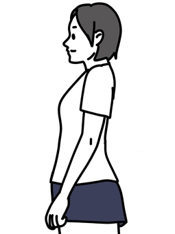 横向きの女性 女性,横向き,側面,上半身,10代,20代,tシャツ,短パン,ポーズ,ショートヘアのイラスト素材