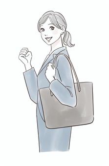 ガッツポーズする就職活動中の女性 女性,就職活動,転職,求職,仕事,営業,スーツ,リクルート,笑顔,希望のイラスト素材