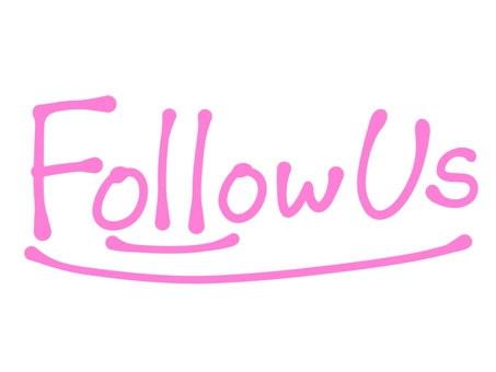 FollowUsの文字（ピンク色） フォロー,ユーザー,アカウント,情報,クリック,操作,導線,誘導,cta,プロモーションのイラスト素材