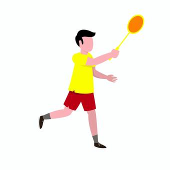 スポーツ 115 バドミントン,スポーツ,男性,アスリート,ラケット,シャトル,運動,試合,イラスト,キャラクターのイラスト素材
