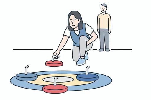 カローリングを楽しむ カローリングを楽しむ カローリング,スポーツ,ニュースポーツ,レクリエーション,カーリング,室内競技,体験,運動,交流,チームプレーのイラスト素材