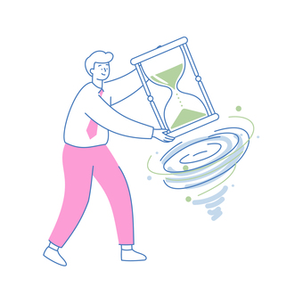 砂時計を持って時間をコントロールする男性 人物,男性,ビジネス,時間,行動,渦,流れ,砂時計,管理,計画のイラスト素材