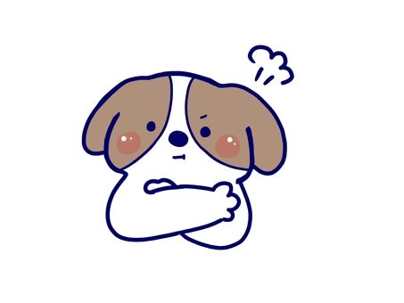 腕組みして怒るキャバリア キャバリア,犬,腕組み,怒る,不機嫌,動物,小型犬,中型犬,保護犬,家庭犬のイラスト素材