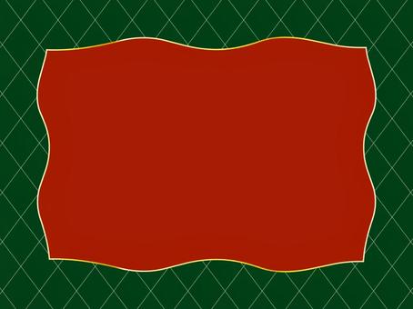 緑のクロス背景と赤の枠金ライン 背景,クロス,格子,模様,ゴールド,金,ライン,緑,赤,メッセージのイラスト素材