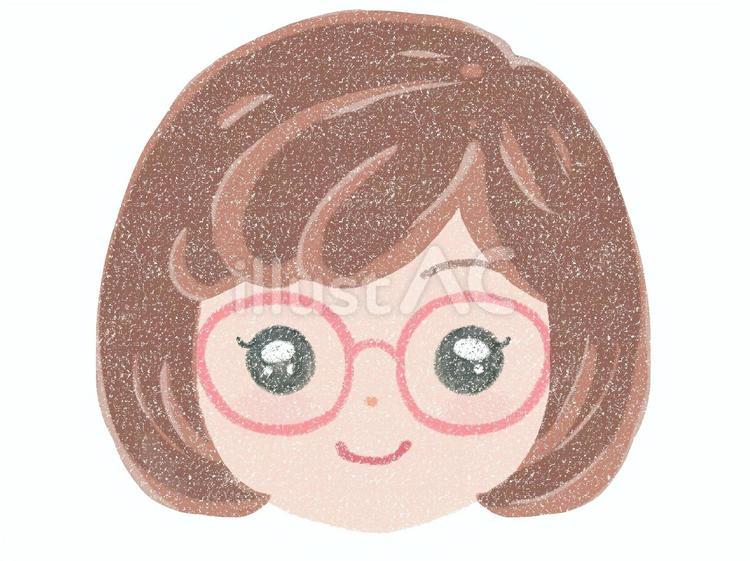 メガネの女の子 メガネ,女の子,おかっぱのイラスト素材