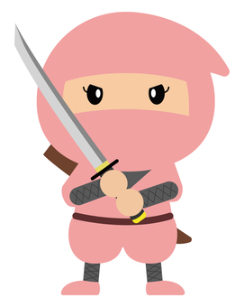 刀を持つくノ一 クノイチ,忍者,忍術,刀,戦う,戦闘,忍び,歴史,キャラクター,かわいいのイラスト素材