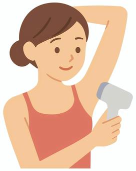 ワキを脱毛する女性 女性,脱毛,白背景,透過,シンプル,ワキ,処理のイラスト素材