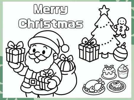 クリスマス　０４　ぬりえ ぬりえ,かわいい,クリスマス,サンタクロース,趣味のイラスト素材