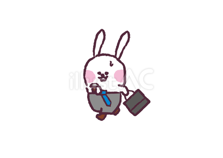 腕時計を見ながら走るウサギ 兎,うさぎ,動物のイラスト素材