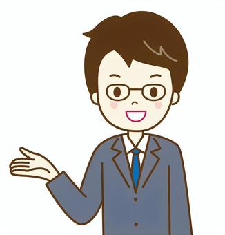 会社　ご案内2 会社,職場,企業,サラリーマン,男性,社員,ネクタイ,スーツ,若手社員,営業のイラスト素材