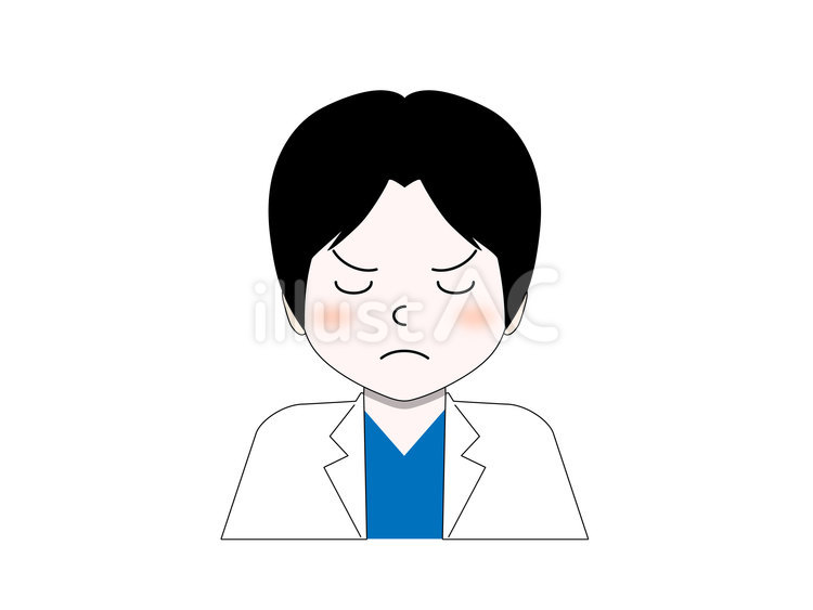 不機嫌そうな白衣の人物 医師,医者,病院のイラスト素材