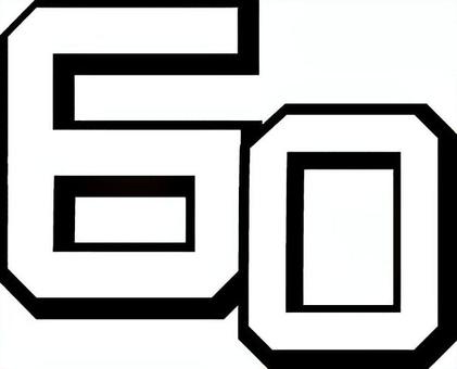 数字二桁　 数字,二桁,60,文字,計算,表示,線,フチ,シンプル,白黒のイラスト素材