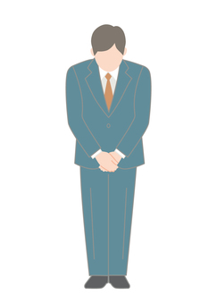 お辞儀するブルーのスーツの若い男性 人,お辞儀,全身,挨拶,スーツ,営業,サラリーマン,会社員,1人,30代のイラスト素材