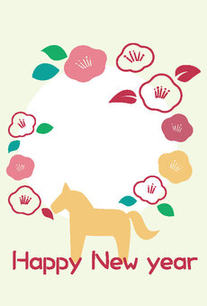 2026年午年年賀状 年賀状,ニューイヤー,年賀ハガキ,新年,謹賀新年,イラスト,縦型,柄,メッセージ,挨拶のイラスト素材