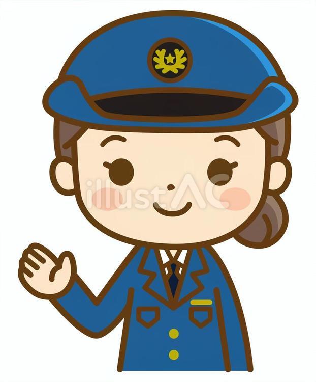 案内する女性警察官 警察官,警察,婦警のイラスト素材