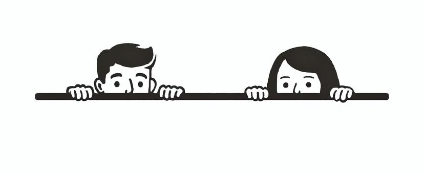 覗いてる男女 覗く,男女,つかむ,観察,好奇心,コンビ,のぞき見のイラスト素材