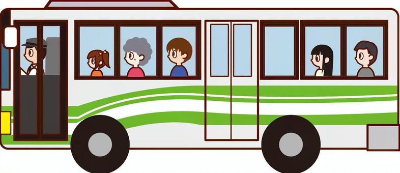 路線バス_乗客あり 路線バス,乗客,バス,車両,交通,移動,乗り物,ai,png,背景透過のイラスト素材