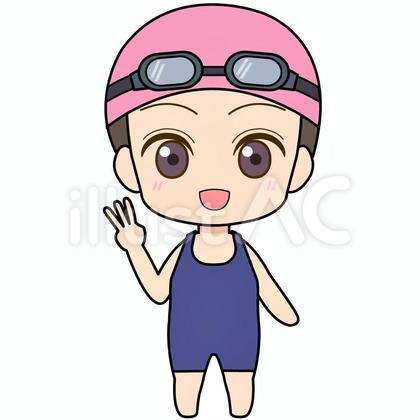 (3)スクール水着を着た女性