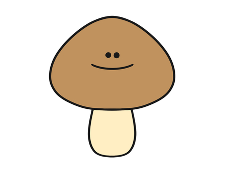 茶色の笑顔のキノコのイラスト 食べ物,野菜,キノコ,山,軸,かわいい,笑顔のイラスト素材