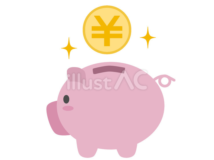 金貨を掲げる横向きぶたさん貯金箱 金貨,硬貨,円のイラスト素材