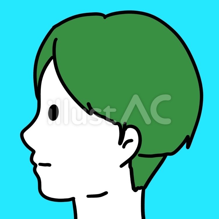 男性　緑　ヘアカラー　横顔　アイコン 男の子,ヘアスタイル,かっこいいのイラスト素材