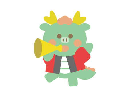 Dragon raising his hand with a megaphone, , JPG, PNG and AI