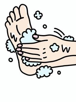 足を洗う 足,洗う,泡,入浴,ゴシゴシ,清潔,保清,フットケア,足首,身体のイラスト素材