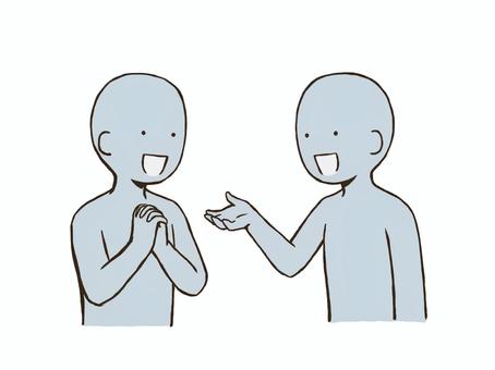 提案する人と感謝する人のドローイング デッサン,人形,ラフ,ポーズ,提案,感謝,ドローイング,勧める,嬉しい,手のイラスト素材