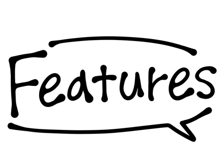 Featuresの文字 フィーチャーズ,特徴,機能,メリット,ポイント,詳細,強み,性能,仕様,オプションのイラスト素材