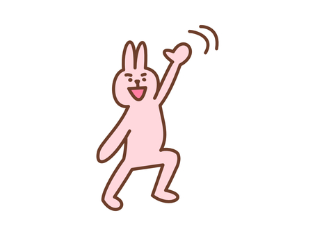 手を振るウサギ　やっほー 手を振る,手,振る,フリフリ,やっほー,おーい,バイバイ,さよなら,うさぎ,ウサギのイラスト素材