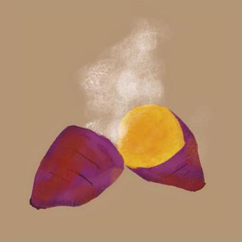 焼き芋 さつまいも,焼き芋,やきいも,秋,食べ物,温かい,手書き風のイラスト素材