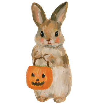かぼちゃのバッグを持つうさぎ ハロウィン ハロウィン,ウサギ,動物,生き物,ジャックオーランタン,かぼちゃ,バスケット,手提げ,トリックオアトリート,秋のイラスト素材
