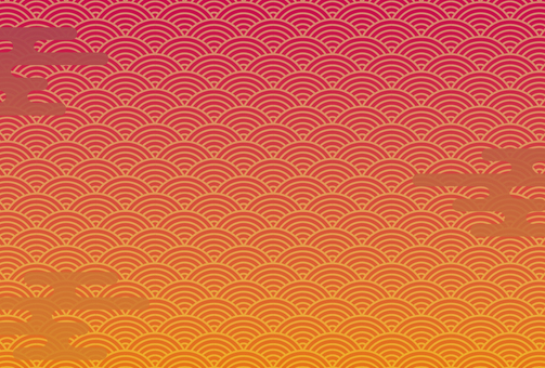 ハガキサイズ背景　和柄青海波　オレンジ系 背景,和風,和柄,青海波,かすみ,グラデーション,レッド,オレンジ,伝統,日本のイラスト素材