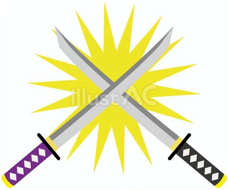 ぶつかり合う刀 刀,日本刀,戦いのイラスト素材