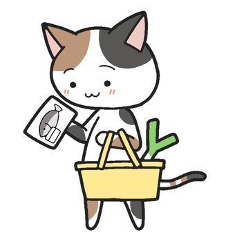 三毛猫と買い物 三毛猫,三毛,猫,動物,買い物のイラスト素材