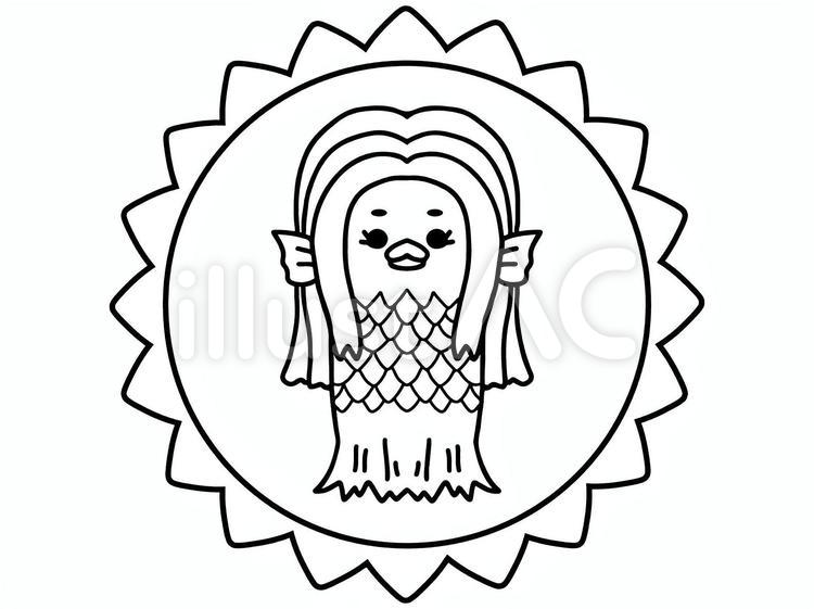 アマビエ 塗り絵 塗り絵,アマビエ,妖怪のイラスト素材