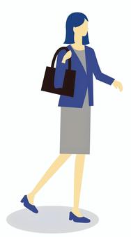 徒歩通勤する女性1 女性,人物,徒歩,ビジネス,通勤,横向き,パンプス,バッグ,スカート,おしゃれのイラスト素材