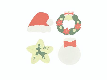 クリスマスモチーフ(リースとトナカイ) クリスマスモチーフ(リースとトナカイ) トナカイ,クリスマス,リース,手描き,くすみカラー,プレゼント,冬,クリスマスカード,ポストカード,素材のイラスト素材