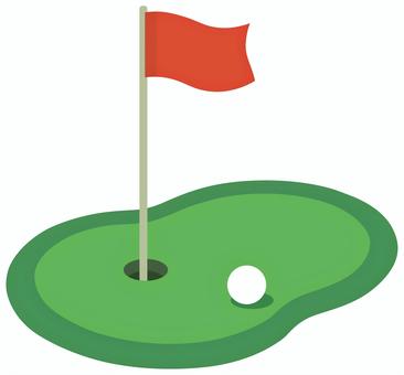 ゴルフのグリーン ゴルフ,グリーン,ボール,旗,フラッグ,ポール,挿絵,アイコン,白背景,透過のイラスト素材