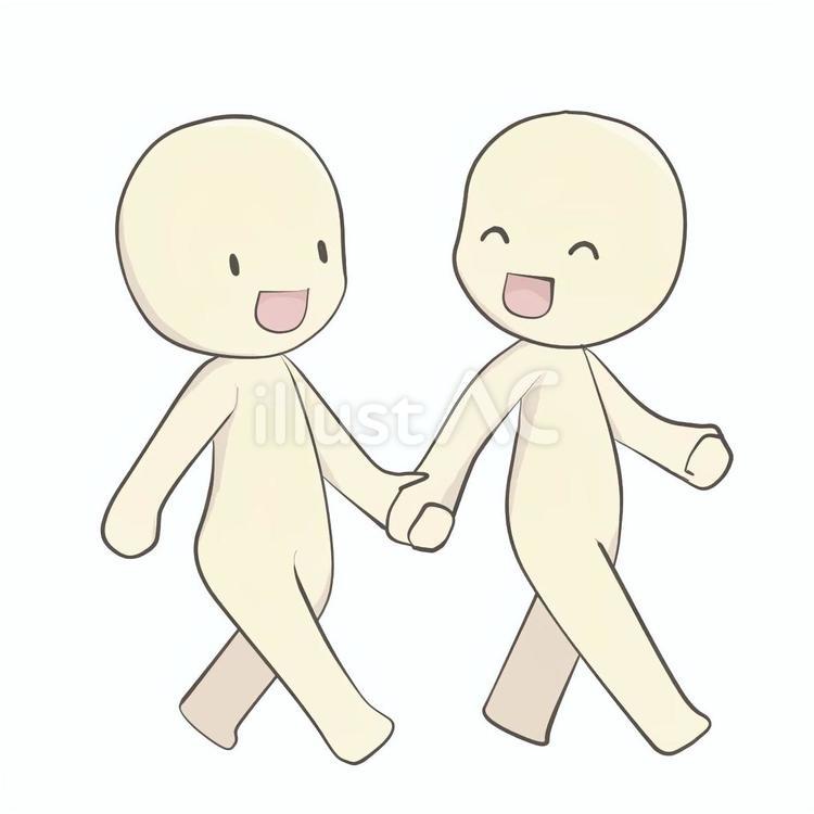 手をつないで歩く人たち 人物,人,棒人間のイラスト素材