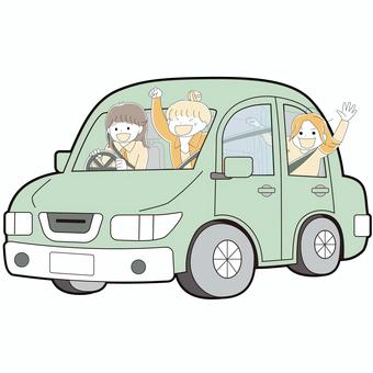 女子3人ドライブ ドライブ,女子,女の子,旅行,楽しい,笑顔,車,旅,3人,シンプルのイラスト素材