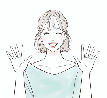 驚いて喜ぶ女性 人物,女性,きれい,リラックス,笑顔,微笑む,おしゃれ,可愛い,美人,20代のイラスト素材